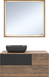 Misty Мебель для ванной Коломбо 100 L подвесная дуб галифакс/антрацит – фотография-1